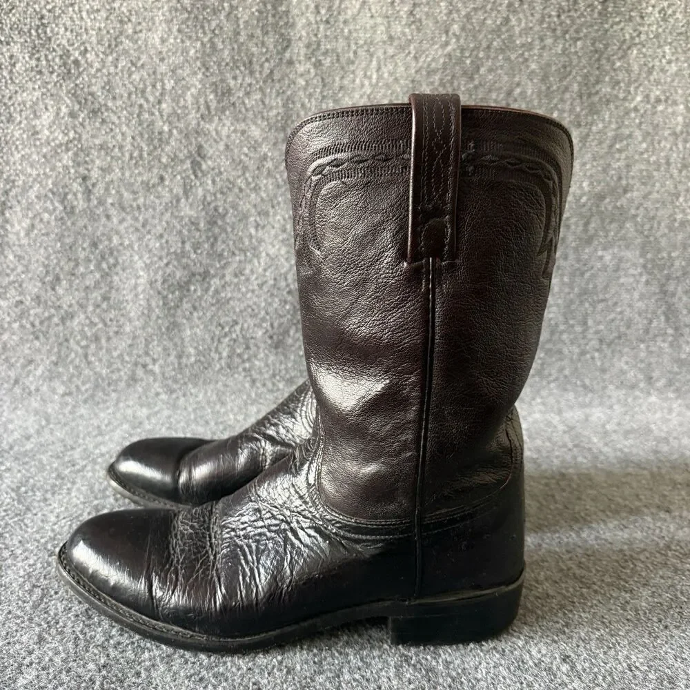 Lucchese 2000 Series Men's Size 9 D Black Cherry Smooth Ostrich Cowboy Boots
